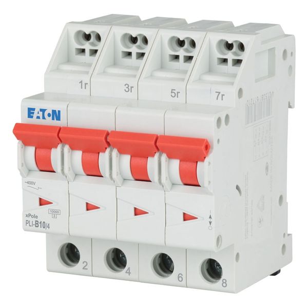 Miniature circuit breaker (MCB) with plug-in terminal, 10 A, 4p, characteristic: B image 1