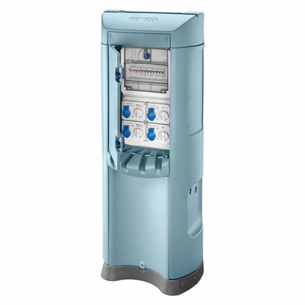 QMC200B - WIRED - DOUBLE SIDE TAKE-OFF - 4 SOCKET OUTLET 2P+T 16A - KNIFE SWITCH 4P 32A - 4 MCD 2P 10A 0,03A - IP44 - LIGHT BLUE image 2