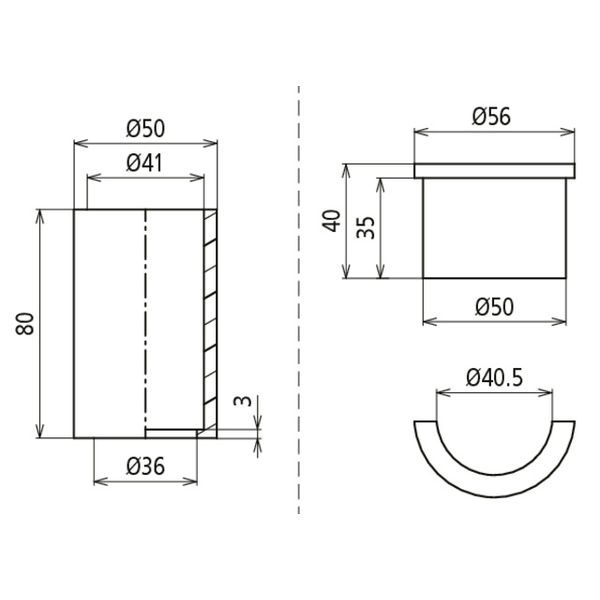 Adapter set reduces D 50 mm to D 40 mm for tripod and four-legged stan image 2