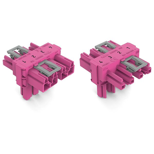 T-distribution connector 4-pole Cod. B pink image 2