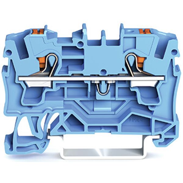 2-conductor through terminal block with push-button 4 mm² blue image 2