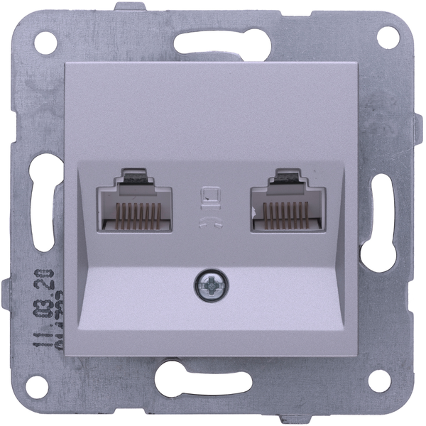 Karre Plus-Arkedia Silver Two Gang Data Socket (2xCAT5) image 1