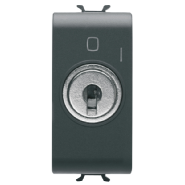 PUSH-BUTTON 2P 250V ac - NO 10A - WITH KEY - 1 MODULE - SATIN BLACK - CHORUSMART image 1