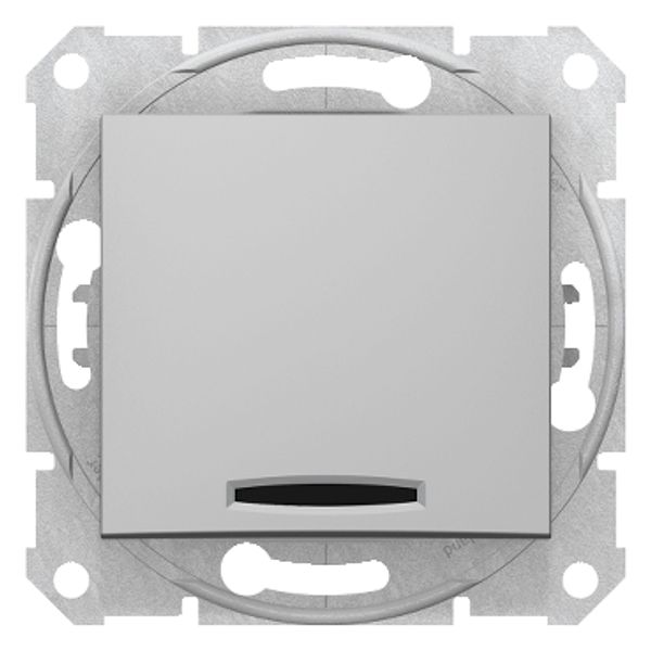 Sedna - 1pole pushbutton - 10A locator light, without frame aluminium image 1