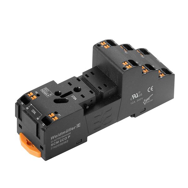 Relay socket, IP20, 2 CO contact , 12 A, PUSH IN image 1