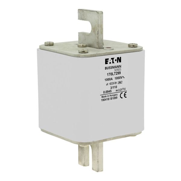 Fuse-link, high speed, 1000 A, AC 1000 V, Size 3, 76 x 90 x 141 mm, aR, DIN, IEC, visual indicator, 110 mm centres image 8