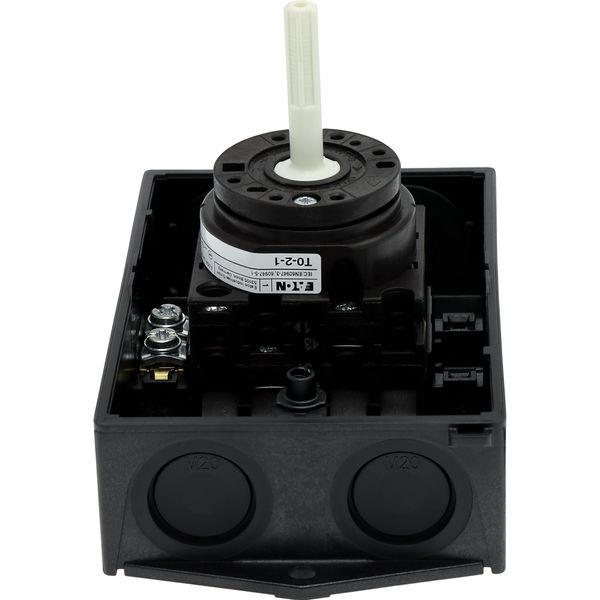 On-Off switch, T0, 20 A, surface mounting, 2 contact unit(s), 3 pole, with black thumb grip and front plate image 20