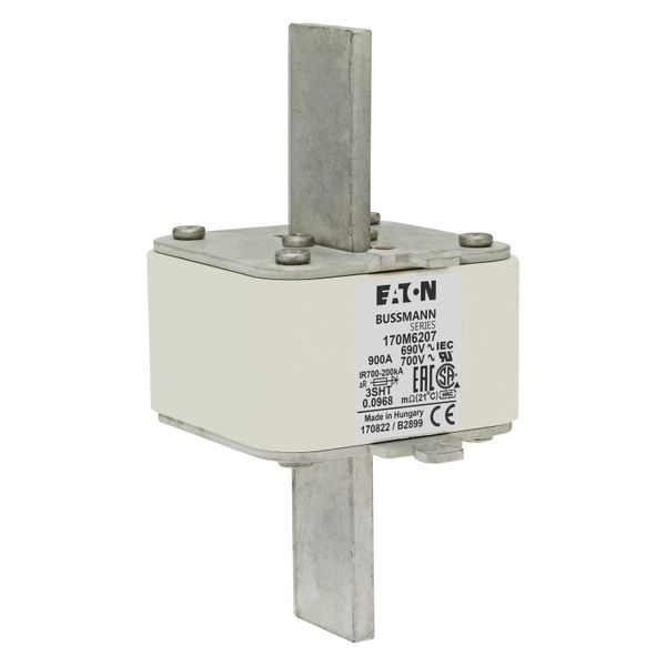 Fuse-link, high speed, 900 A, AC 690 V, size 3, 76 x 76 x 150 mm, aR, IEC, single indicator image 18