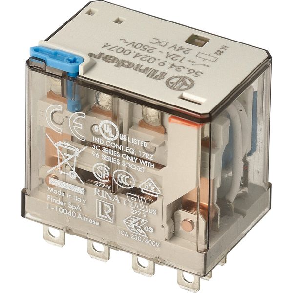Miniature power Rel. 4CO 12A/24VDC/Agni/Test button/LED/Mech.ind. (56.34.9.024.0074) image 3