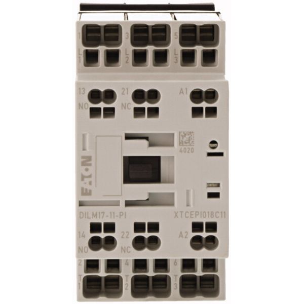 Contactor, 3 pole, 380 V 400 V 8.3 kW, 1 N/O, 1 NC, 42 V 50 Hz, 48 V 60 Hz, AC operation, Push in terminals image 1