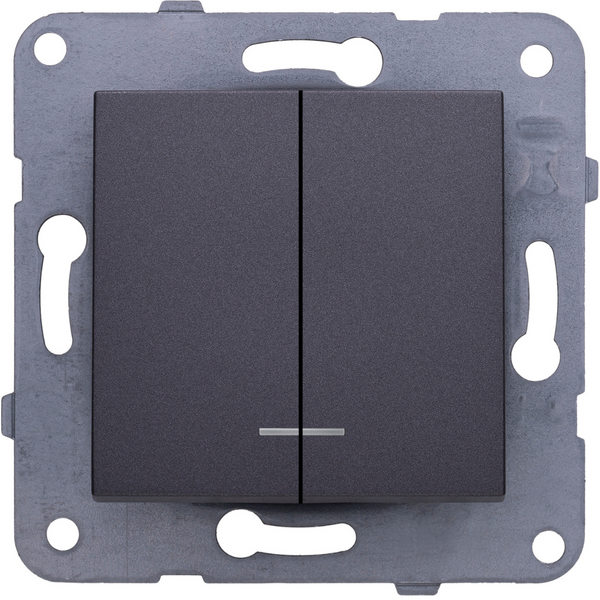 Karre Plus-Arkedia Dark Grey (Quick Connection) Illuminated Two Gang Switch image 1