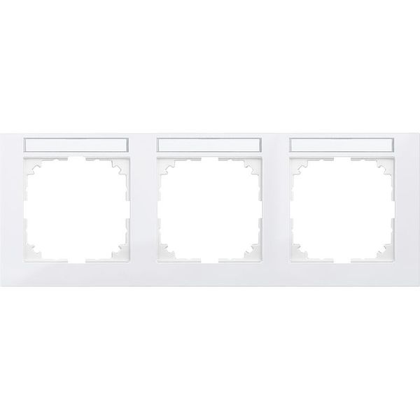 M-Pure frame, 3-fold with label holder, horizontal installation, polar white, image 1