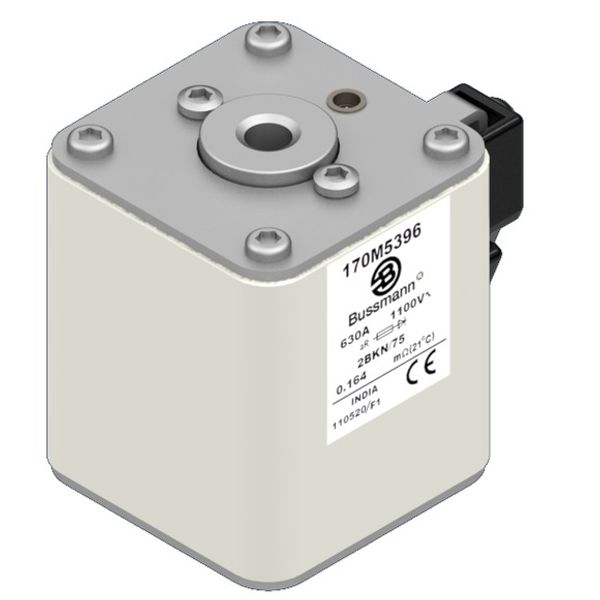 Fuse-link, high speed, 630 A, AC 1100 V, size 2, 61 x 75 x 77 mm, aR, IEC, UL, single indicator image 3