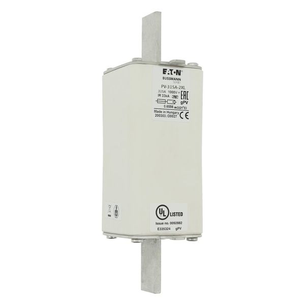 Fuse-link, high speed, 315 A, DC 1000 V, 2XL, 60 x 61 x 205 mm, gPV, UL, IEC image 13