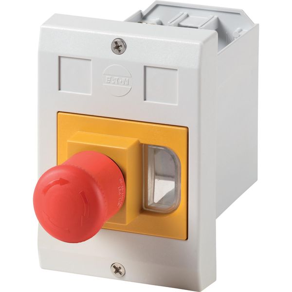 Insulated enclosure, E-PKZ0, H x W x D = 129 x 90 x 176 mm, flush-mounted, + emergency stop mushroom button image 3