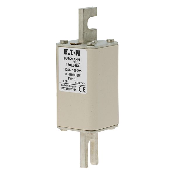 Fuse-link, high speed, 125 A, AC 1000 V, compact size 1, 45 x 45 x 140 mm, aR, DIN, IEC, single indicator image 2