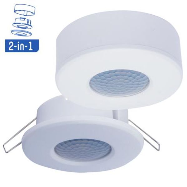 2-in-1 Ceiling Motion Sensor - PIR 360° IP20 Ø73mm - White image 1