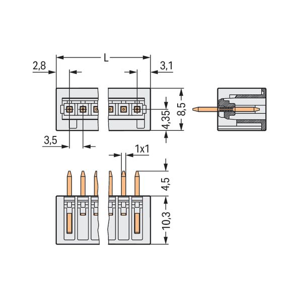 THT male header 1.0 x 1.0 mm solder pin straight light gray image 4