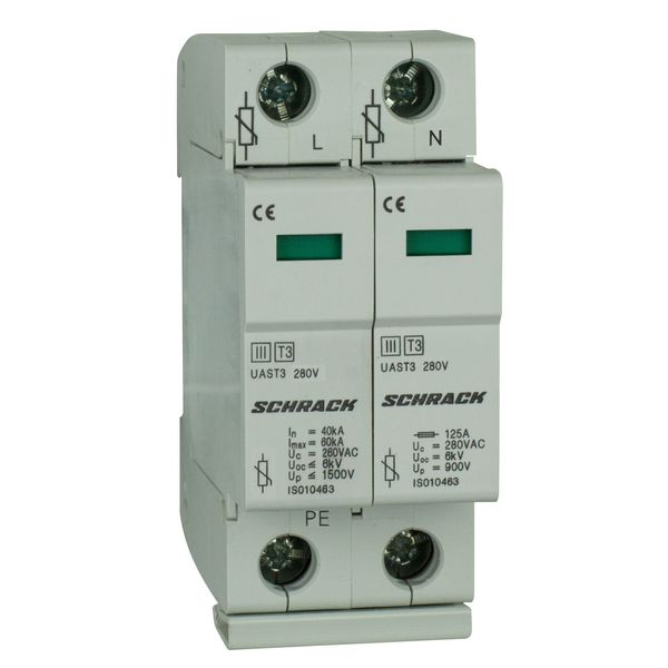 T3/D-Surge arrester complete, 2p, 280V - Series UAS image 1