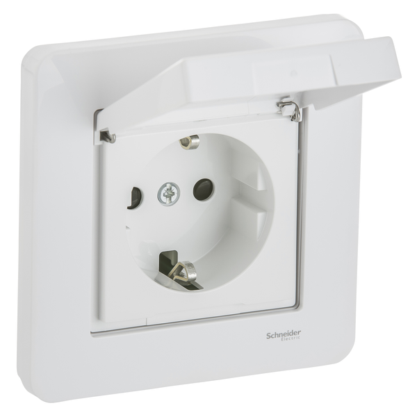 Exxact single socket-outlet with lid complete flush earthed IP44 screwlees white image 4