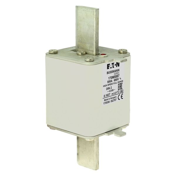 Fuse-link, high speed, 500 A, AC 690 V, DIN 2, 60 x 74 x 150 mm, gR, DIN, IEC, single indicator image 17