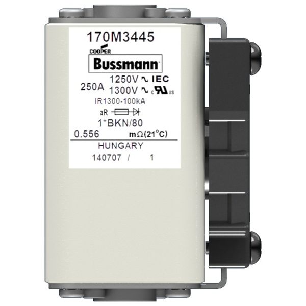 Fuse-link, high speed, 350 A, AC 1250 V, compact size 1, 45 x 59 x 81 mm, aR, IEC, UL, type K indicator, flush end, M8 image 1