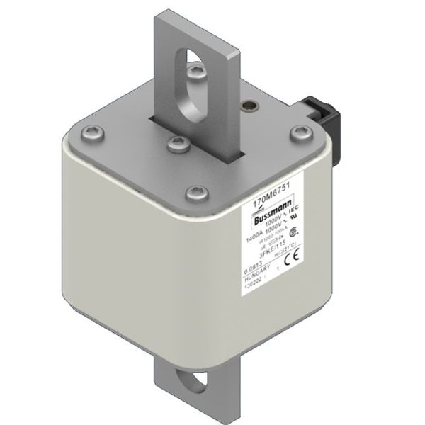 Fuse-link, high speed, 1400 A, AC 1000 V, size 3, 76 x 92 x 159 mm, aR, IEC, UL, single indicator image 3