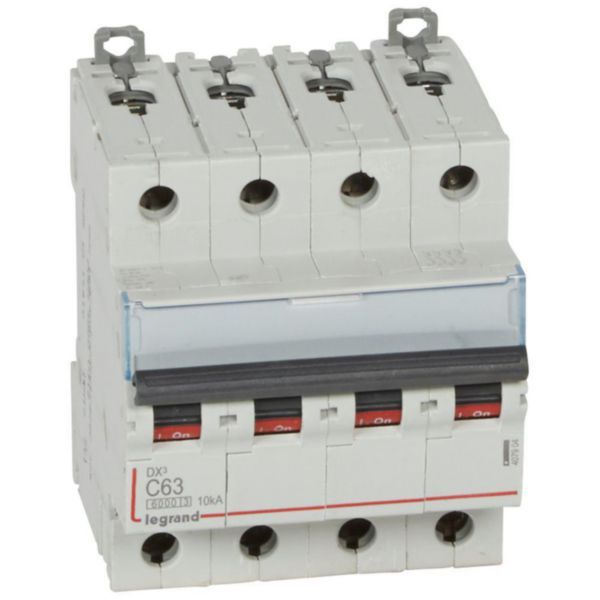 DX³6000 10kA high inlet and low outlet screw circuit breaker 4P 400V~ - 63A - curve C - for traditional HX³ comb image 1