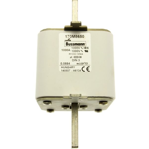 Fuse-link, high speed, 1000 A, AC 1000 V, DIN 3, 90 x 75 x 150 mm, aR, DIN, IEC, single indicator image 2