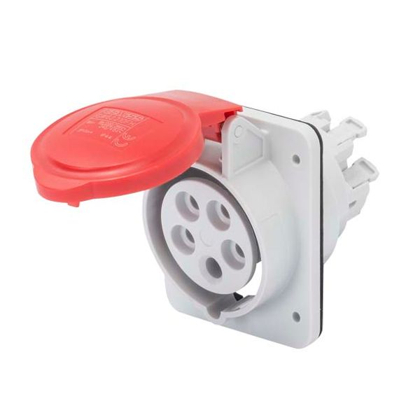 10° ANGLED FLUSH-MOUNTING SOCKET-OUTLET HP - IP44/IP54 - 2P+E 16A 380-415V 50/60HZ - RED - 9H - FAST WIRING image 2