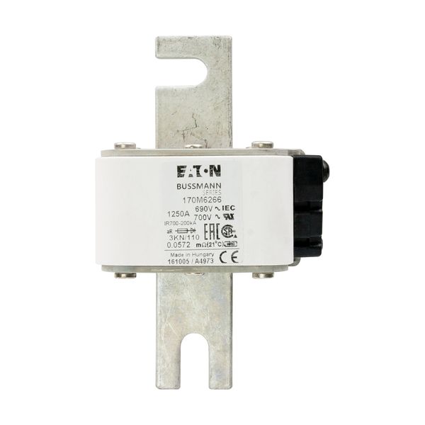 Fuse-link, high speed, 1250 A, AC 690 V, DIN 3, 76 x 92 x 139 mm, aR, DIN, IEC, single indicator image 14