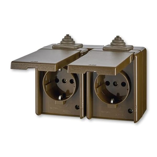 5518-3069 H Double socket outlet with earthing contacts, with hinged lids, for multiple mounting ; 5518-3069 H image 1