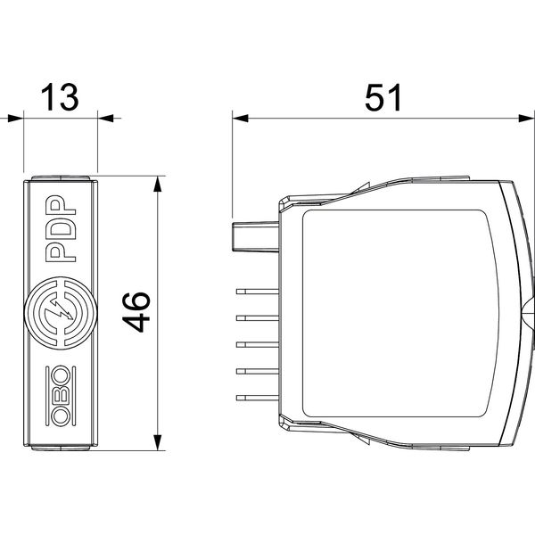 PDP-P-2x2-12 Pluggable data line protection plug-in arrester 2x2-pole 12V image 2