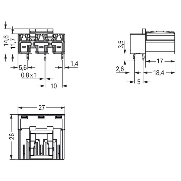 Plug for PCBs angled 3-pole gray image 8