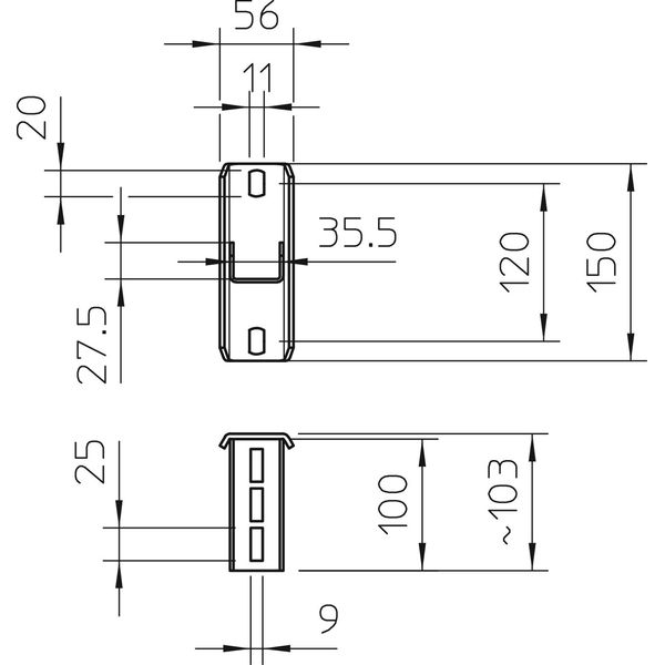 CM3518 KP FT Head plate for profile rail 1268 150x56x105 image 2