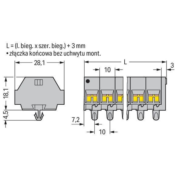 4-conductor terminal strip without push-buttons with snap-in mounting image 3