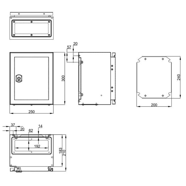 Wall-mounted enclosure 1 door IP65 H=300 W=250 D=210 mm image 2