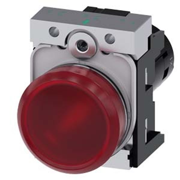 Indicator lights, compact, 22 mm, round, metal, red, lens, smooth,  3SU1251-6AC20-1AA0 image 1