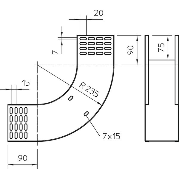 RBV 110 S FS 90° vertical bend rising 110x100 image 2