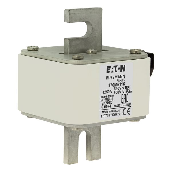 Fuse-link, high speed, 1250 A, AC 690 V, DIN 3, 76 x 92 x 109 mm, aR, DIN, IEC, single indicator image 10