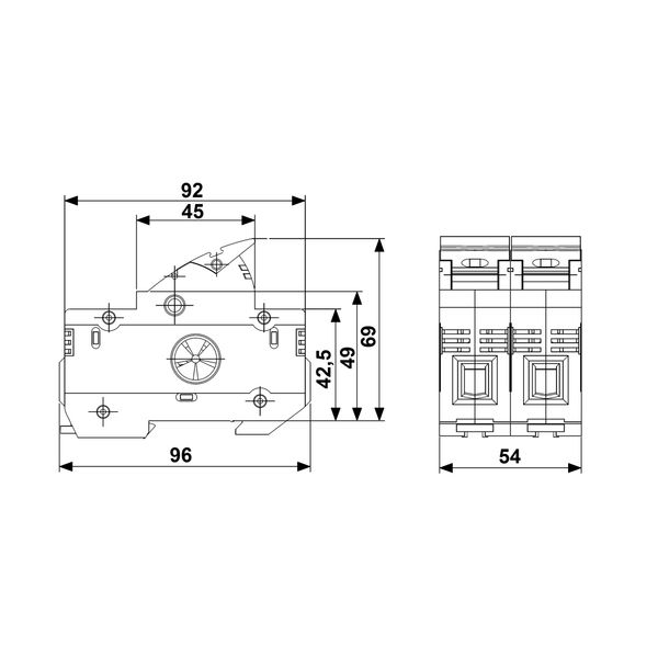 Holder for cylindrical fuse links, 50A, 690V, 1-polig+N image 2