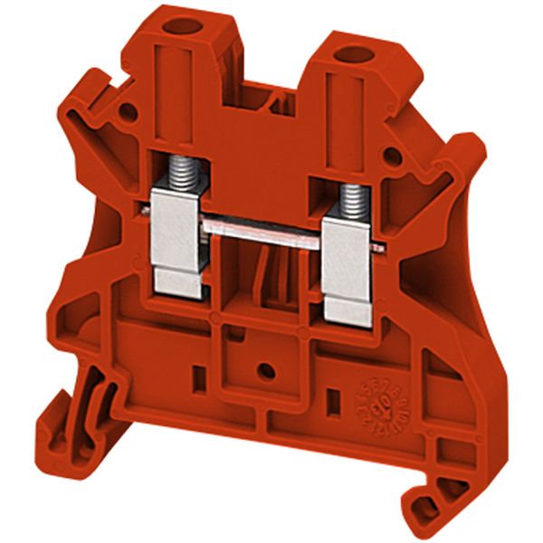 SCREW TERMINAL, FEED THROUGH, 2 POINTS, 4MM² , RED image 1