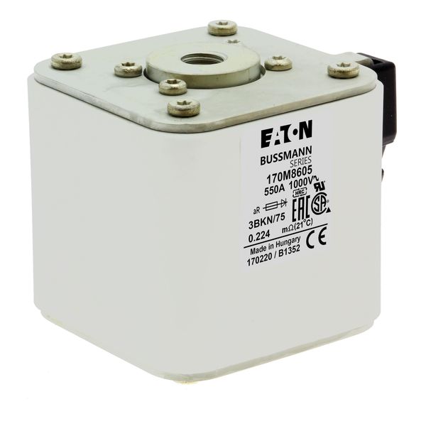 Fuse-link, high speed, 550 A, AC 1000 V, size 3, 74 x 92 x 76 mm, aR, IEC, UL, single indicator image 24