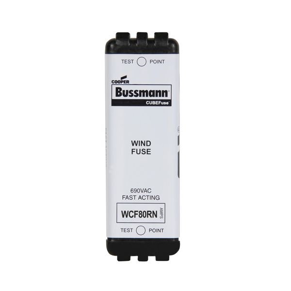 Eaton Bussmann Series WCF Fuse, Wind CUBEFuse Holder, Non-indicating, Finger safe, 80 A, CF class, Dual element, Glass filled PES material, Fits 690 V WCF Holder, CUBEFuse type image 1