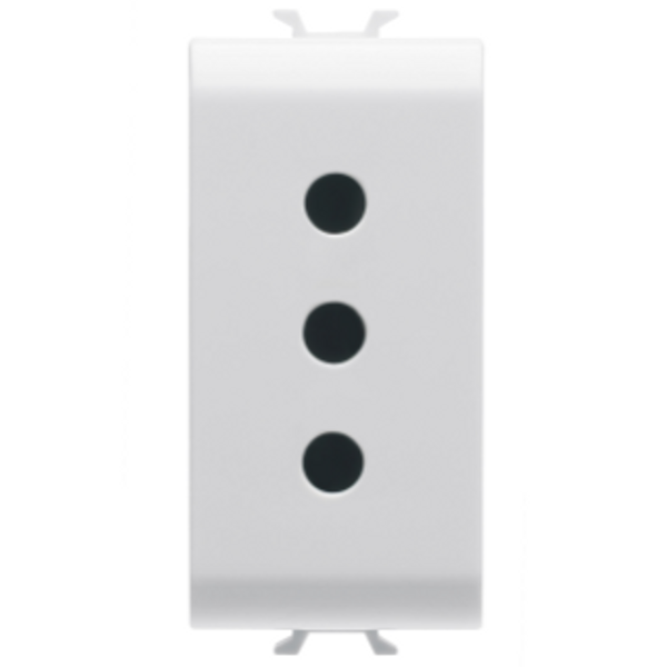 ITALIAN STANDARD SOCKET-OUTLET 250V ac - 2P+E 10A - P11 - 1 MODULE - GLOSSY WHITE - CHORUSMART image 1