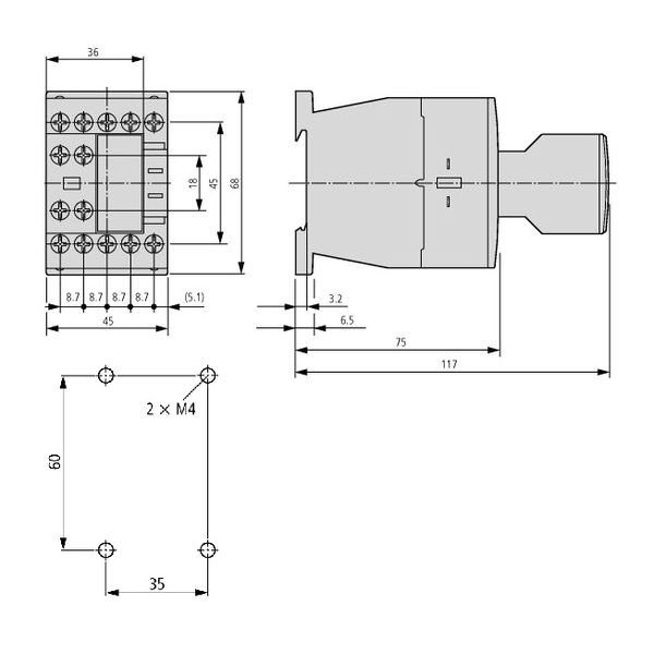 Auxiliary Contactor, 3 NO + 1 NC, coil 24VAC image 3