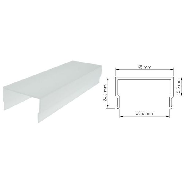 PMMA cover MF square opal L-2000mm W-45mm H-24,3mm image 1