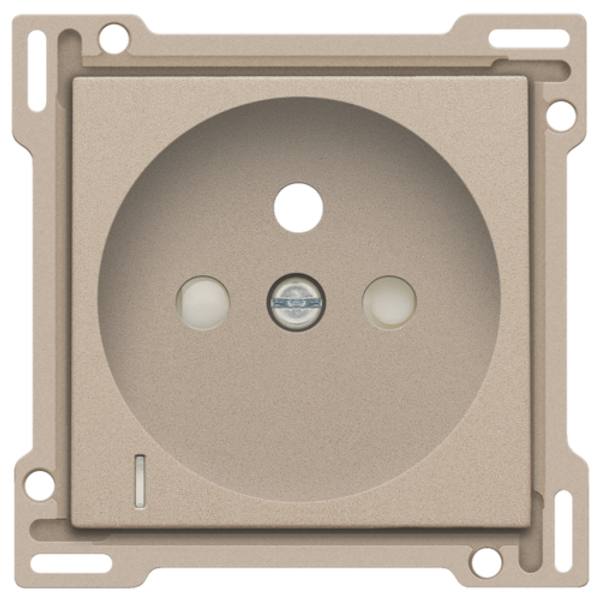 Finishing set with transparent lens for socket outlet with voltage indication, pin earthing and shutters, flush-mounting depth of 28.5mm, champagne coated image 1