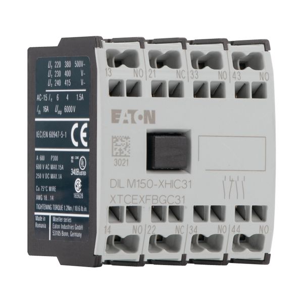 Auxiliary contact module, 4 pole, Ith= 16 A, 3 N/O, 1 NC, Front fixing, Spring-loaded terminals, DILMC40 - DILMC150 image 14