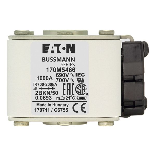 Fuse-link, high speed, 1000 A, AC 690 V, size 2, aR, IEC, UL, single indicator image 8